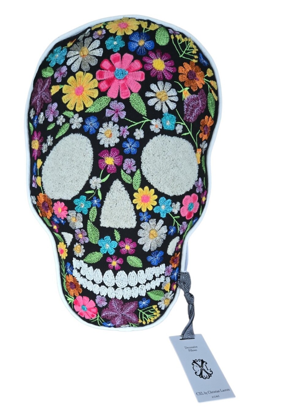 Christian Lacroix Embroidered SugarSkull Throw Pillow.